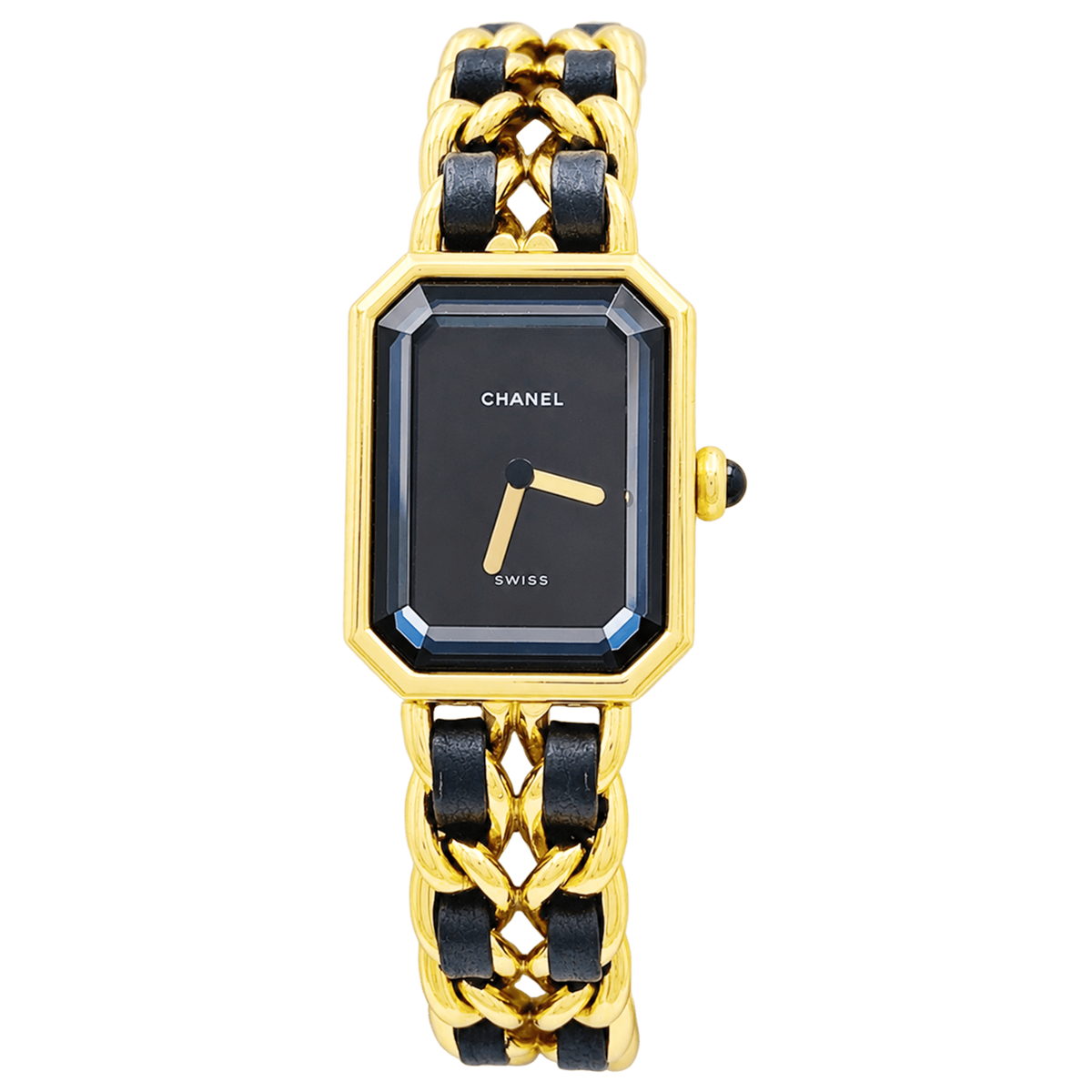 Montre CHANEL "Première" plaqué or, acier et cuir