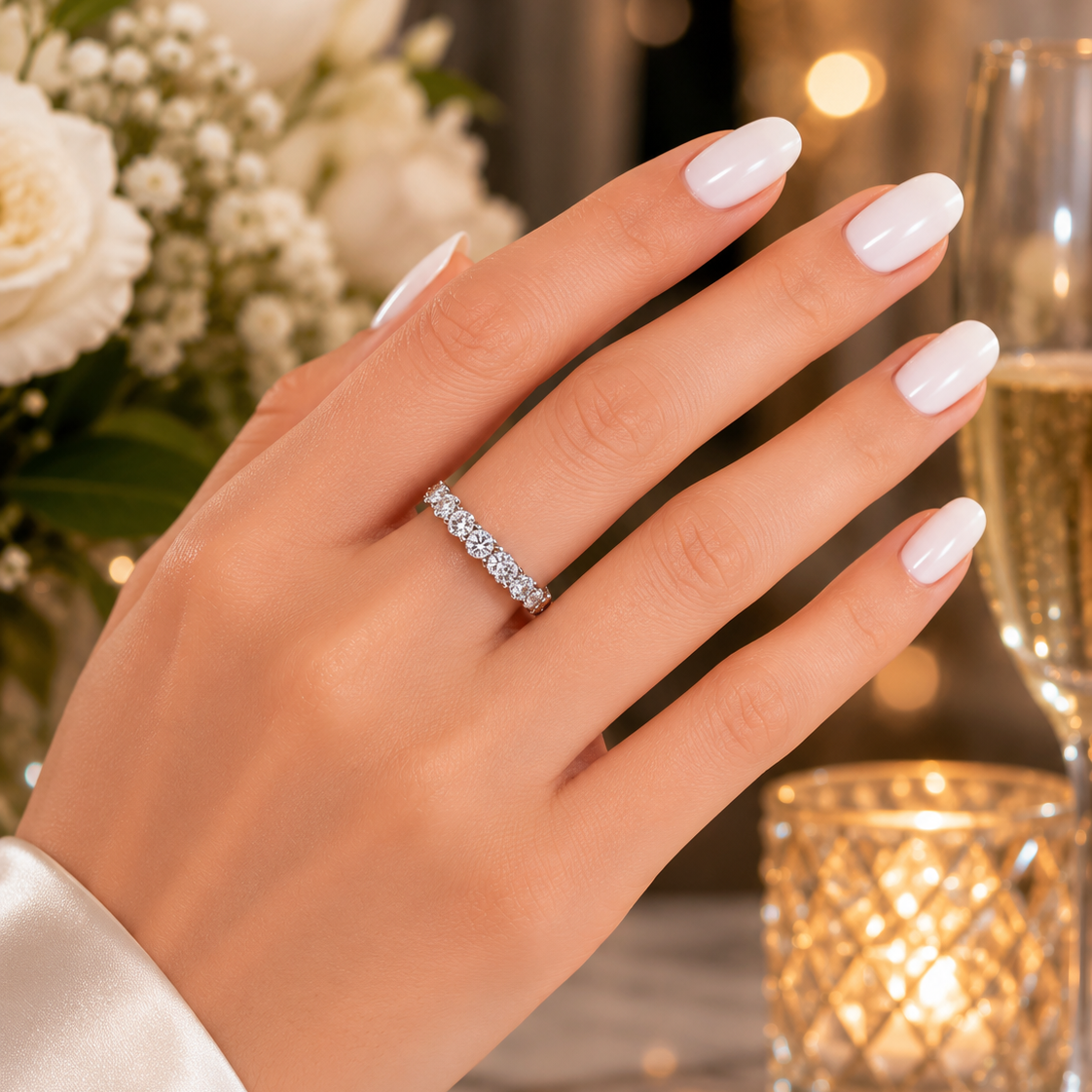Bague Alliance en or blanc et diamants