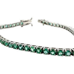 Bracelet Ligne en or blanc et émeraudes