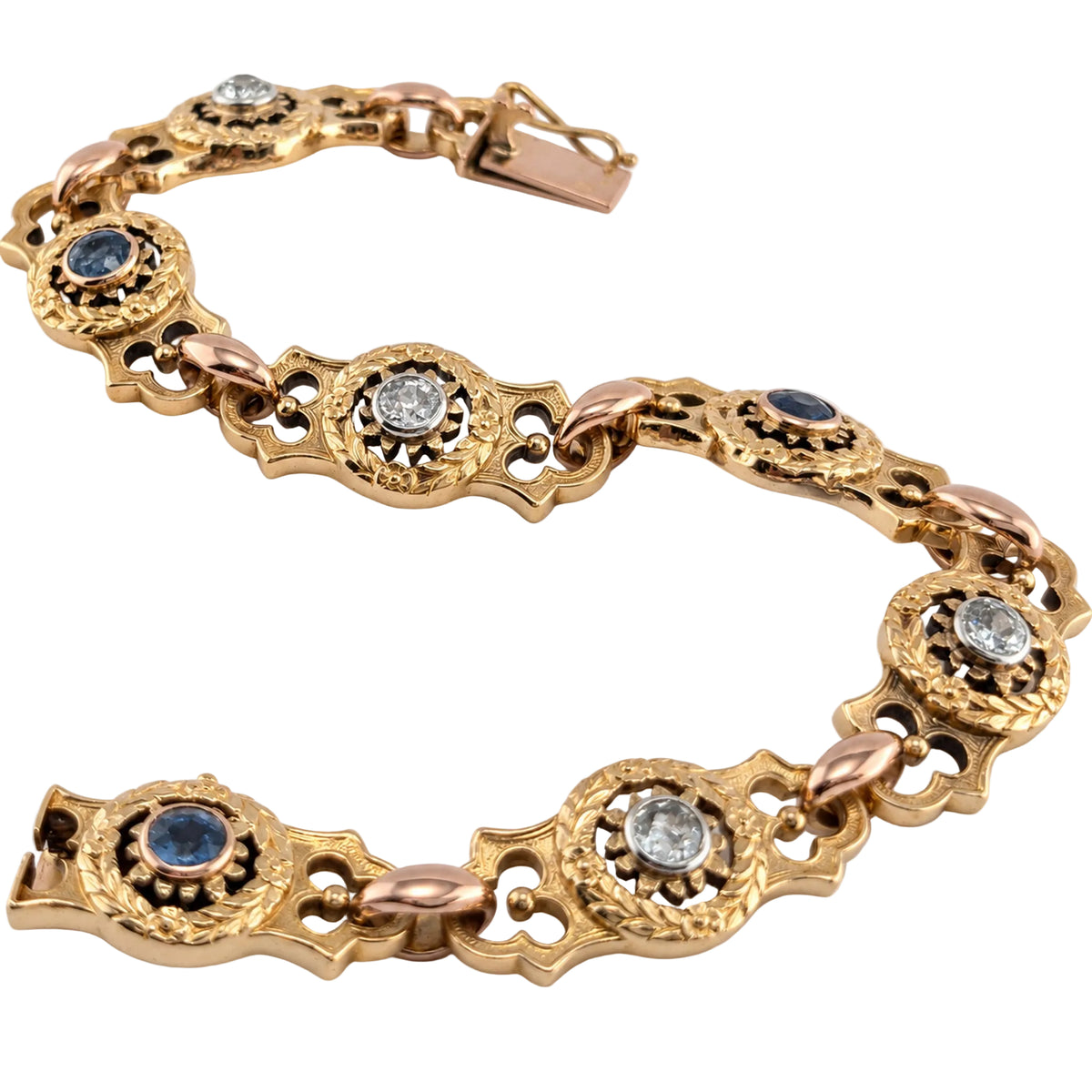 Bracelet Maille en or jaune, saphirs et diamants