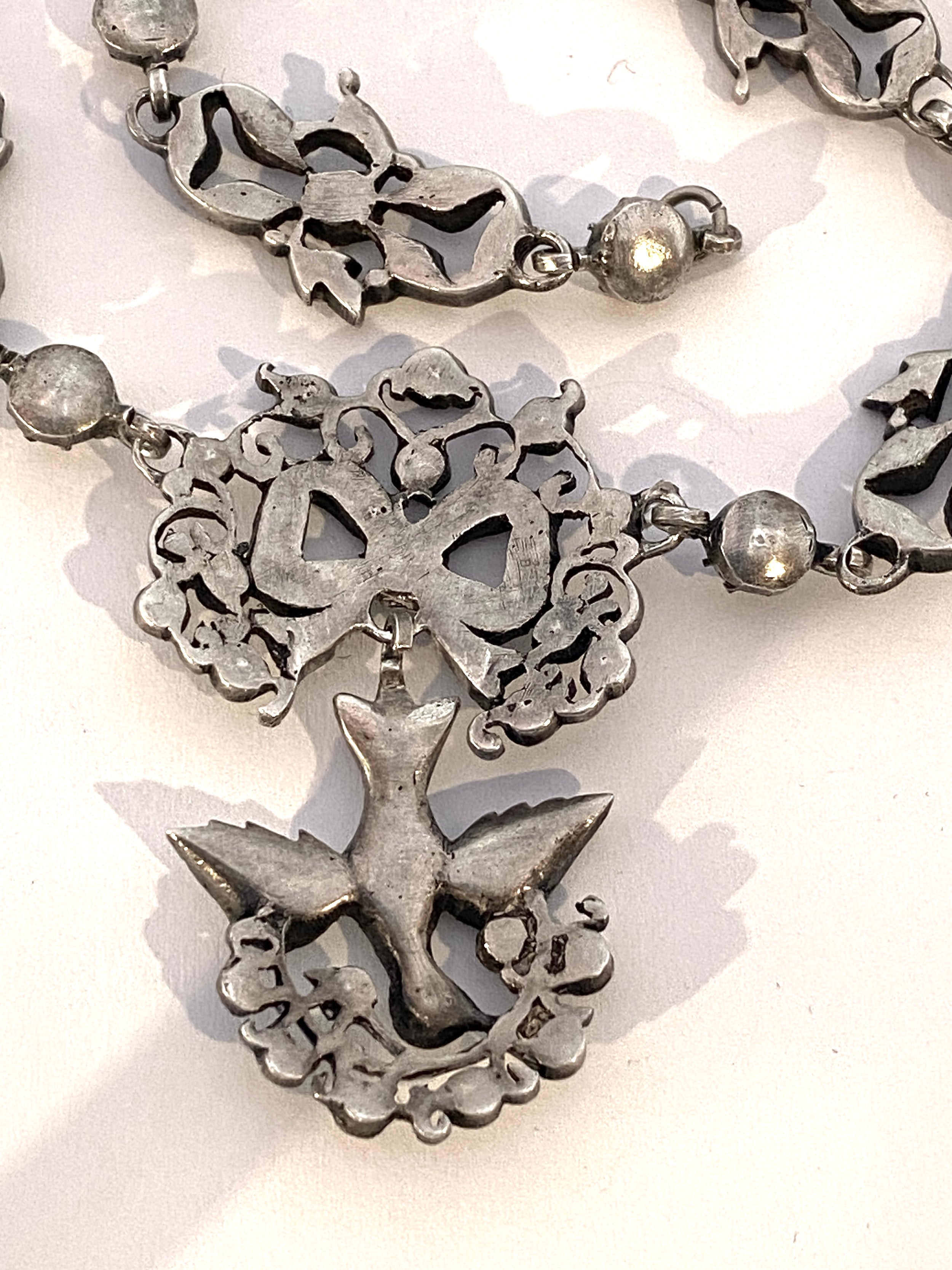 Collier Saint Esprit en argent et strass, vers 1815/1830