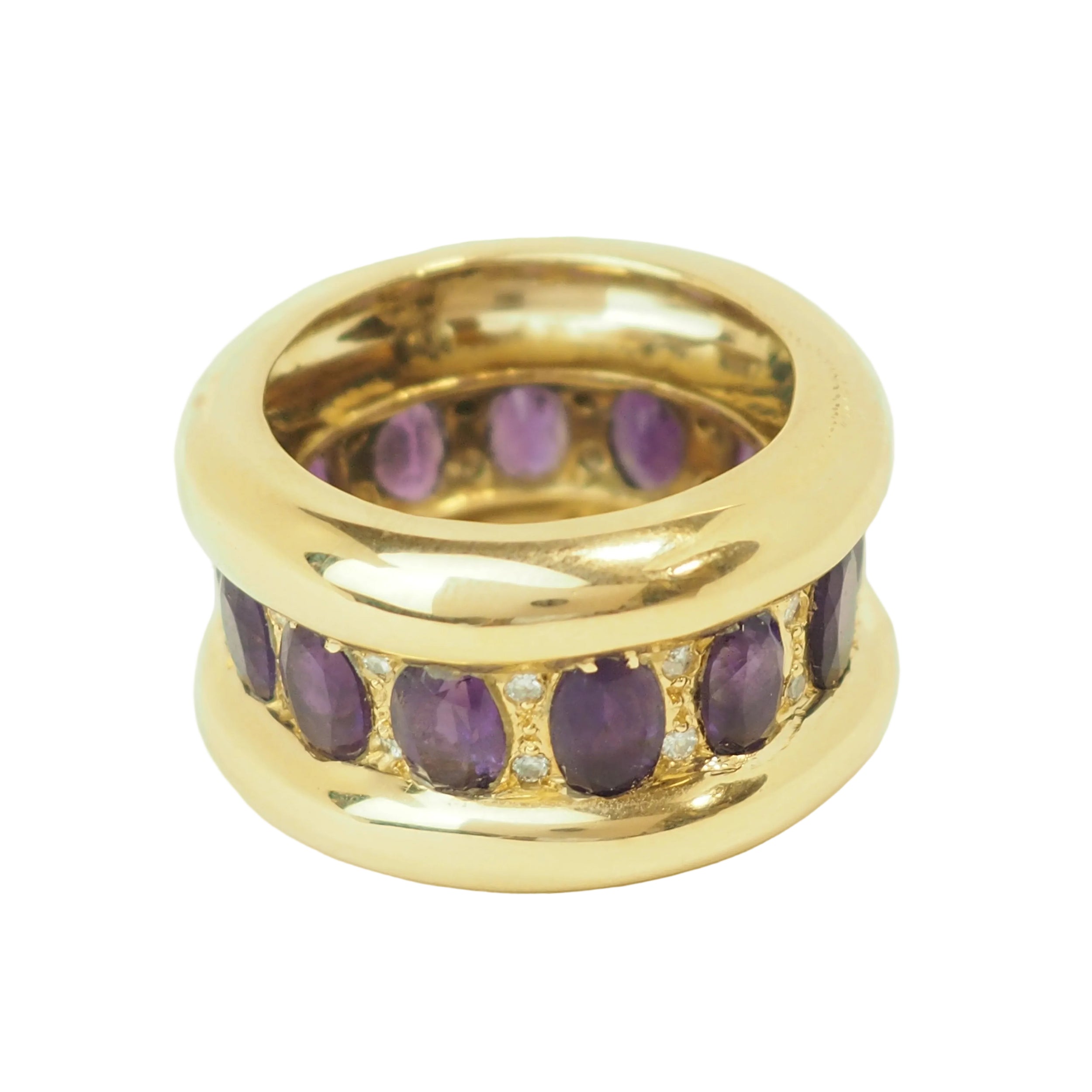 Bague Cocktail en or jaune, améthystes et diamants