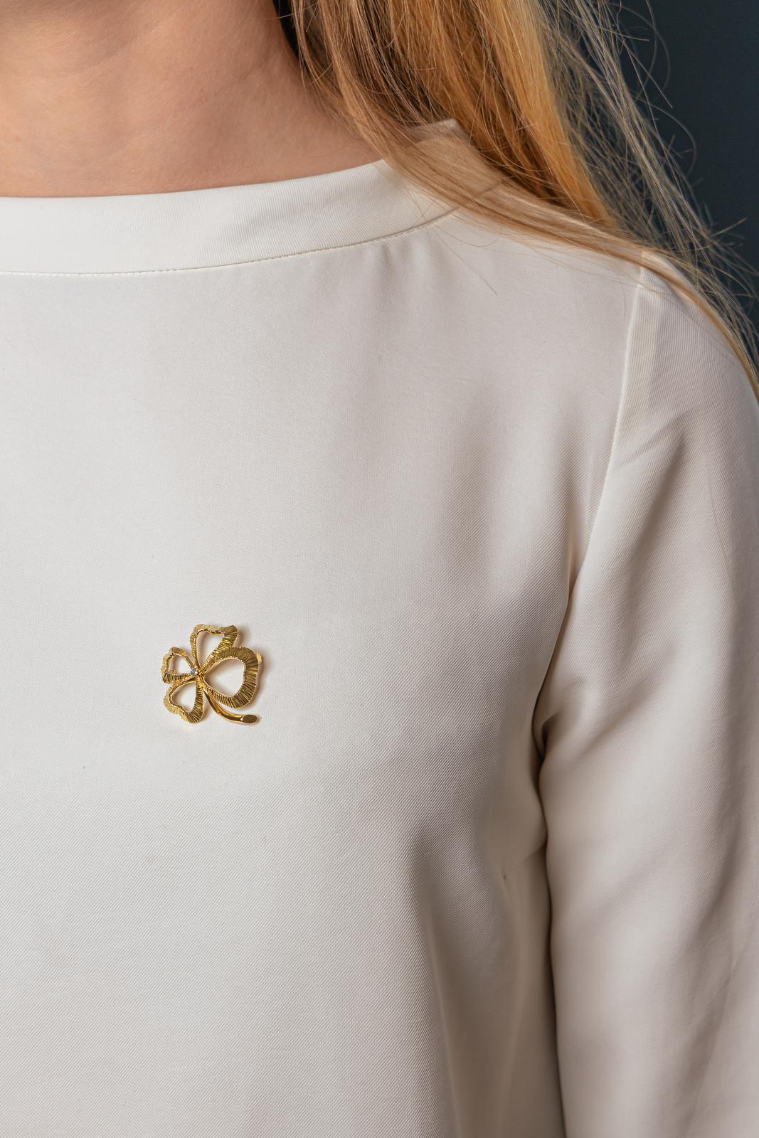 Broche Trèfle Or jaune Diamant