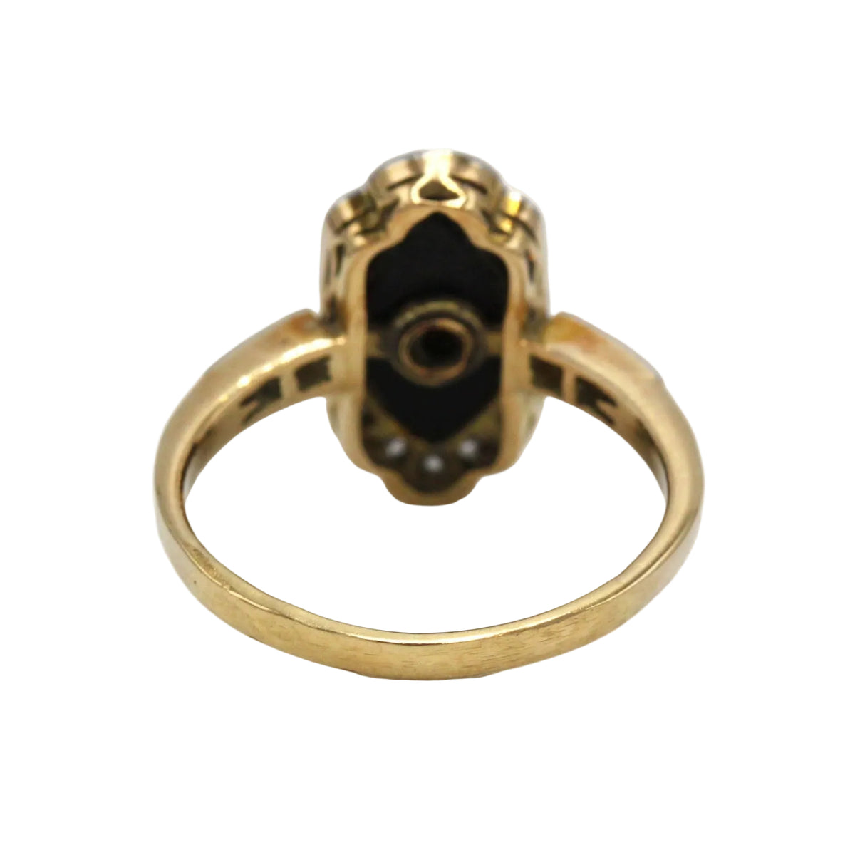 Bague en or jaune, platine, onyx et diamants