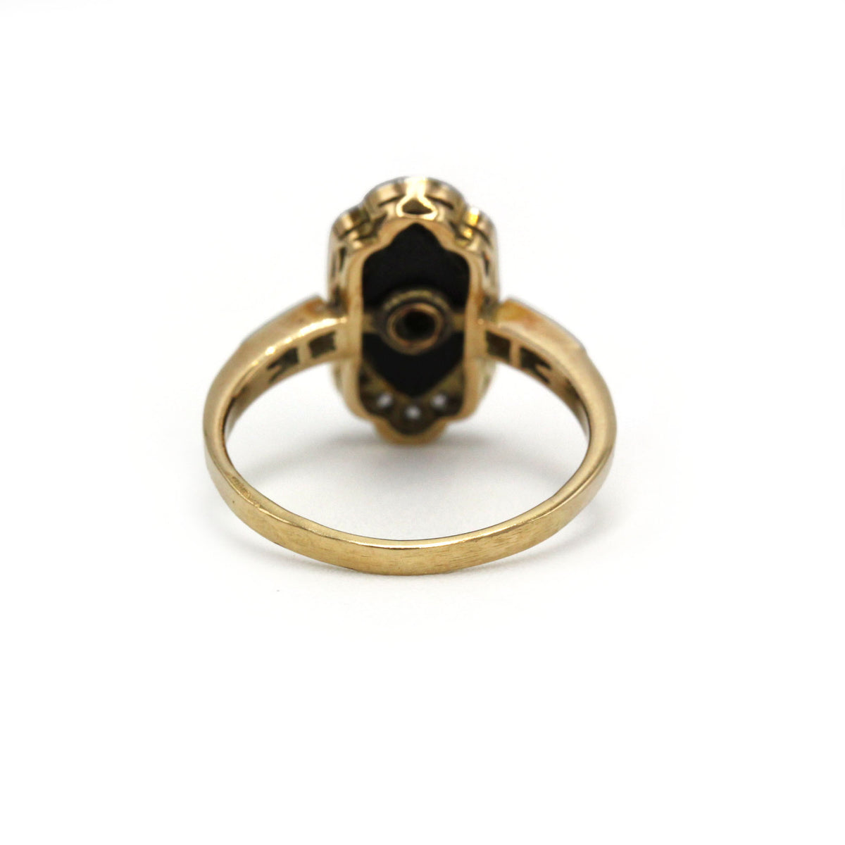 Bague en or jaune, platine, onyx et diamants