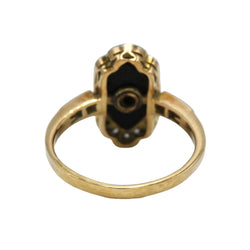 Bague en or jaune, platine, onyx et diamants