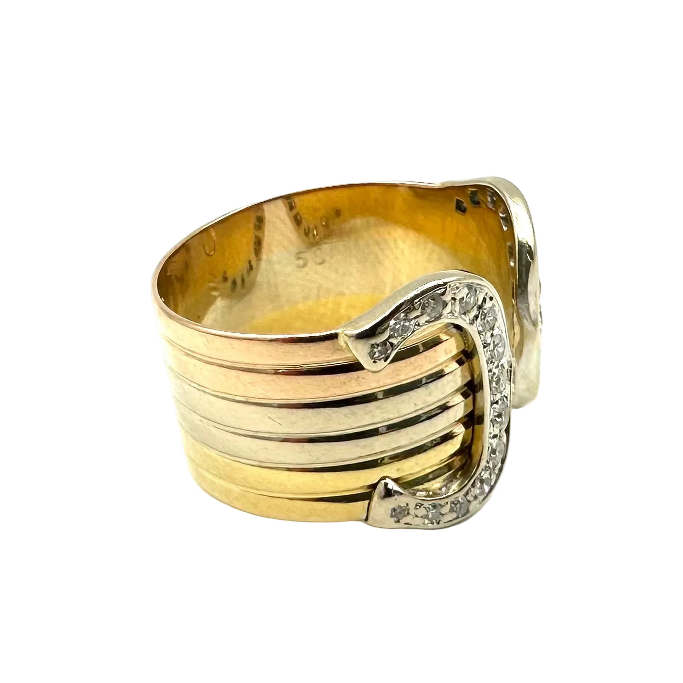 Bague CARTIER "Double C" en or blanc, or jaune, or rose et diamants