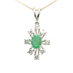 Pendentif en or blanc, émeraude et diamants