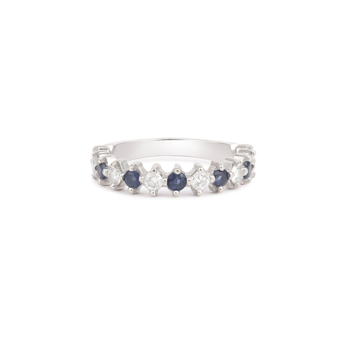 Bague Alliance en or blanc, saphirs et diamants