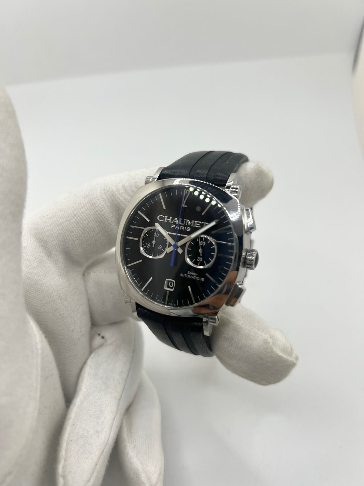 Montre CHAUMET "Dandy" en acier et cuir