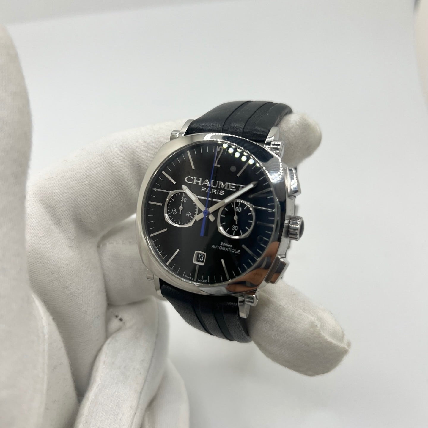 Montre CHAUMET "Dandy" en acier et cuir