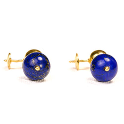 Boucles d'oreilles Pendantes en or jaune et lapis-lazuli