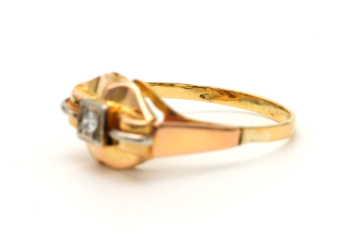 Bague Tank en or blanc, or jaune et diamants