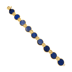Bracelet vintage en or jaune texturé, lapis-lazuli et diamants.