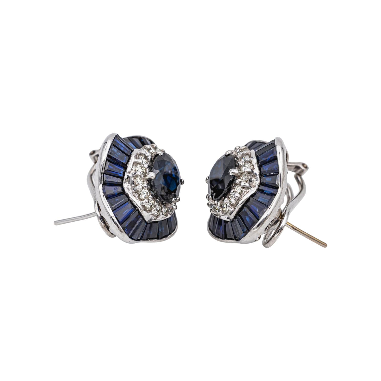 Boucles d'oreilles Or blanc saphir