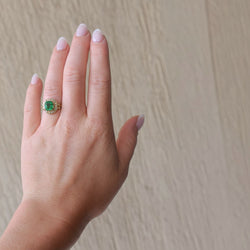 Bague Cocktail en jaune, émeraude et diamants