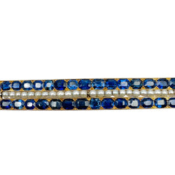 Broche Barrette en or jaune, perles et saphirs