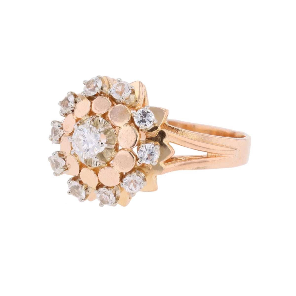Bague Marguerite en or rose et saphirs