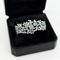 Bracelet en or blanc, aigues-marines et diamants
