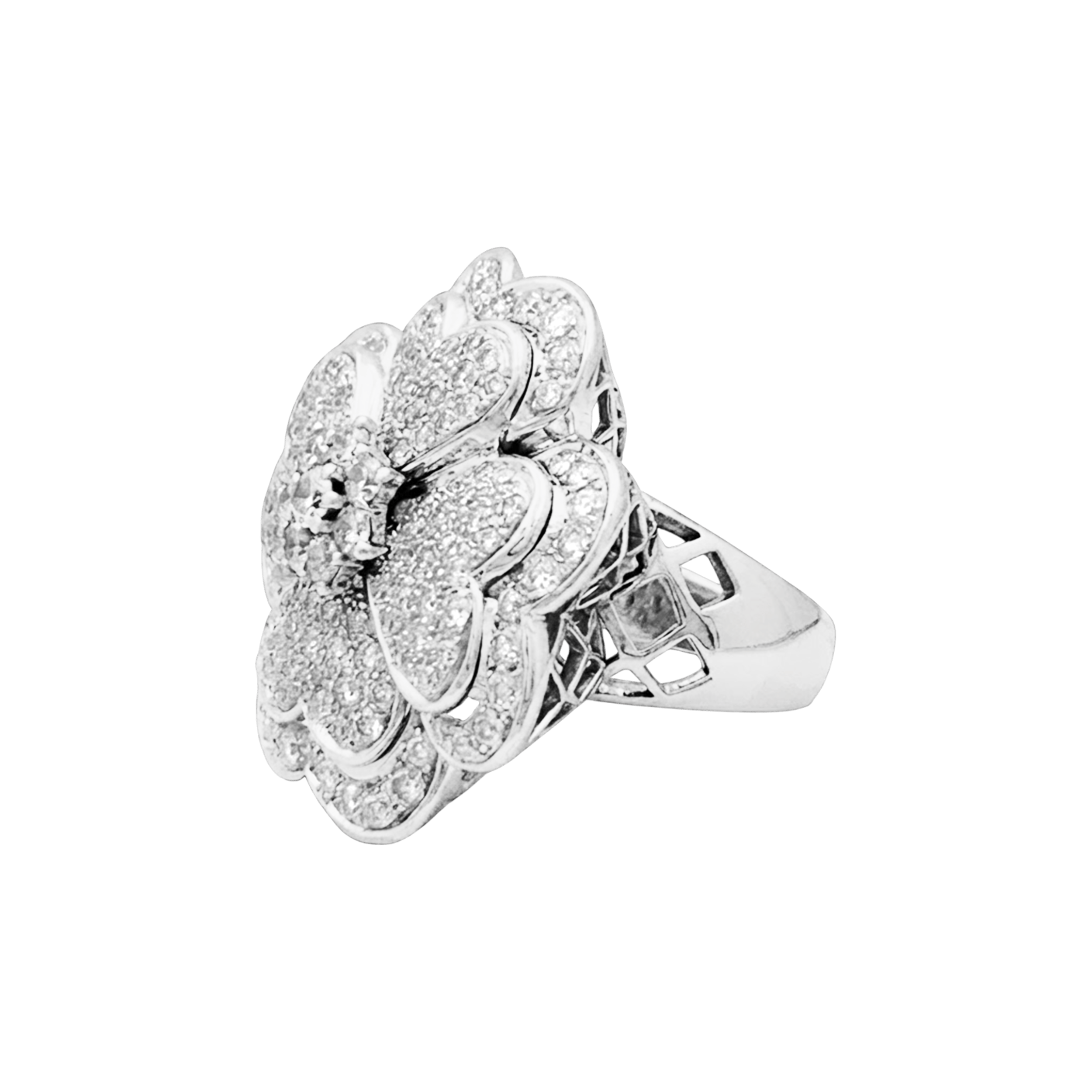 Bague « Trèfle », or blanc, diamants.