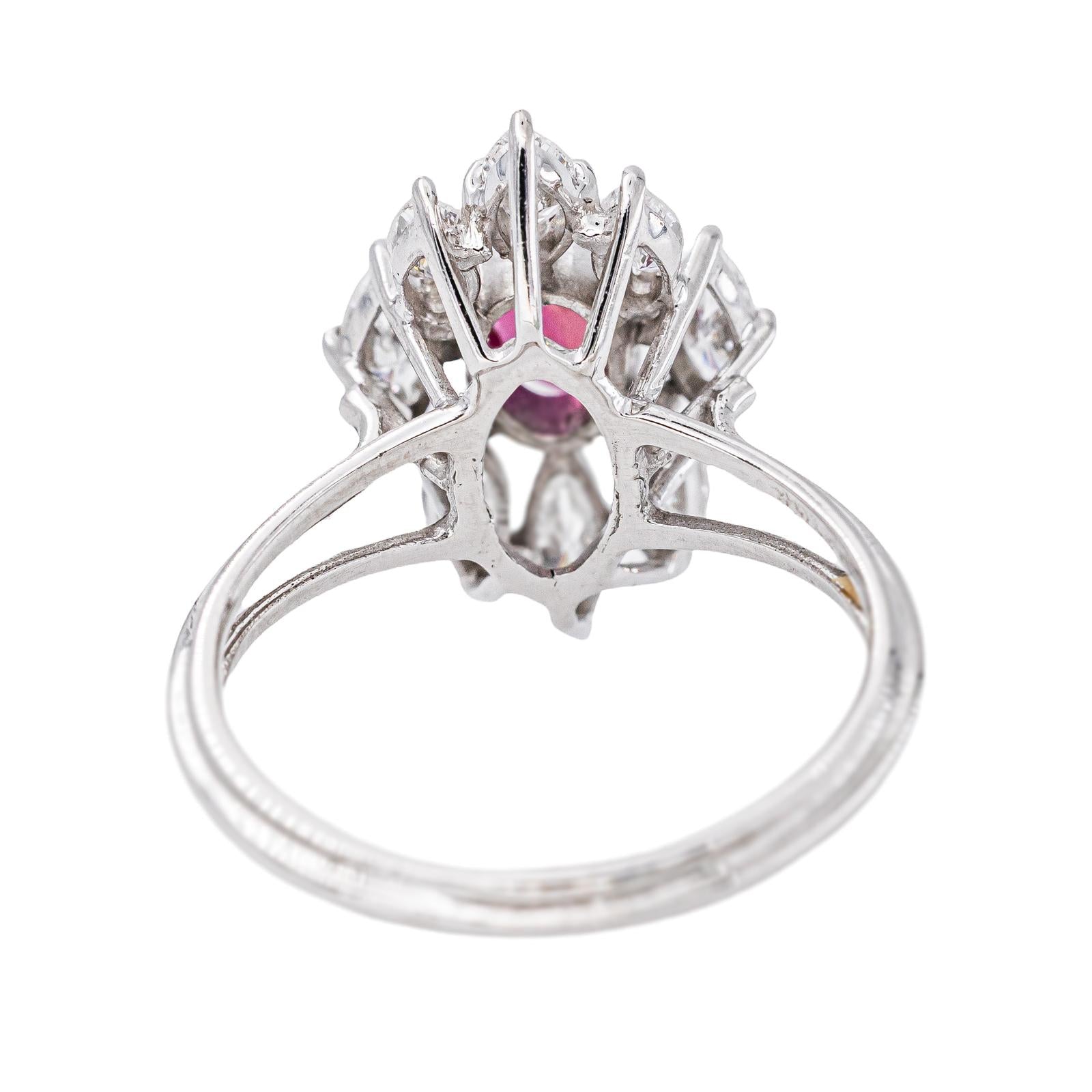 Bague Marquise Or blanc Rubis