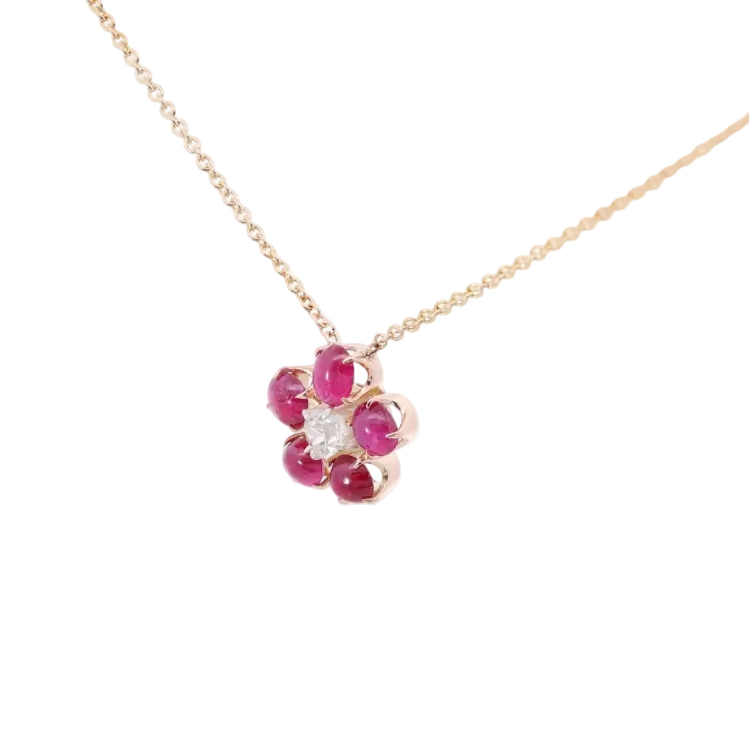 Collier Pendentif en or jaune, rubis et diamant