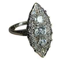 BAGUE OR BLANC 18K MARQUISE  (T.48)