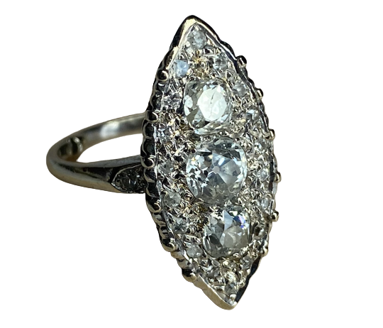BAGUE OR BLANC 18K MARQUISE  (T.48)