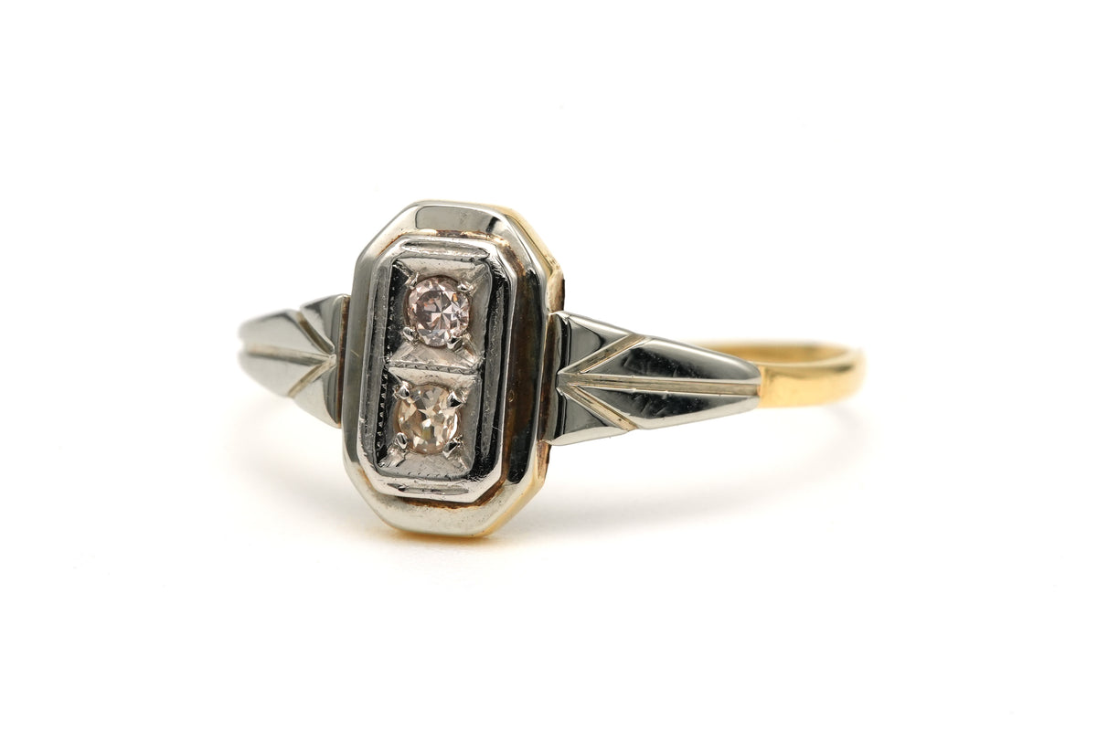 Bague en or blanc, or jaune et diamants