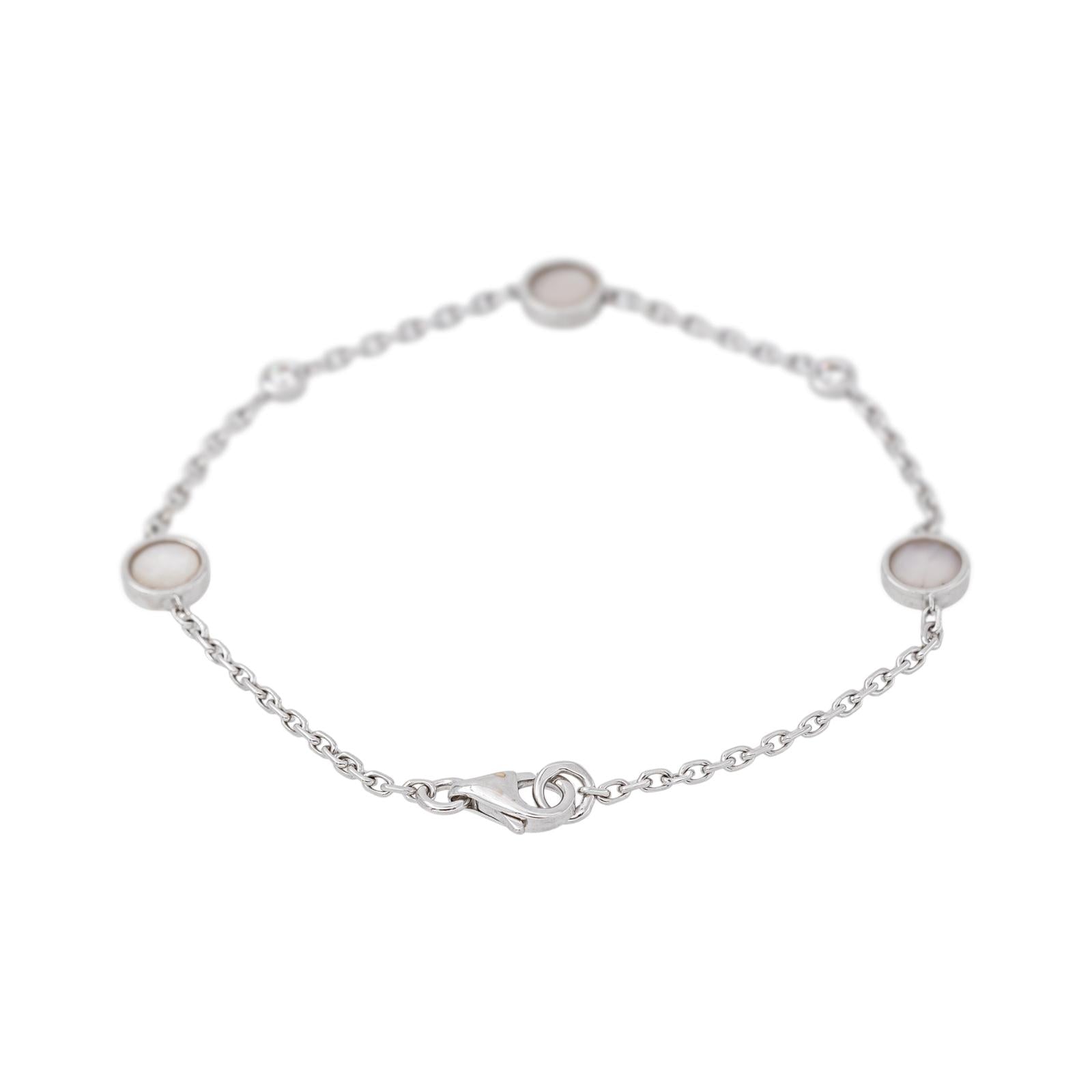 Bracelet Maille forçat Or blanc Nacre