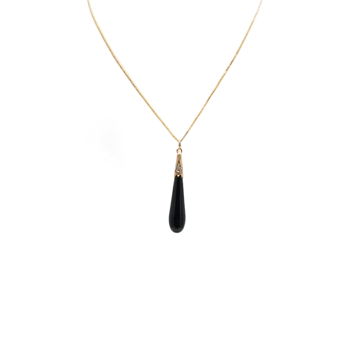 Collier Pendentif en or jaune, onyx et diamants