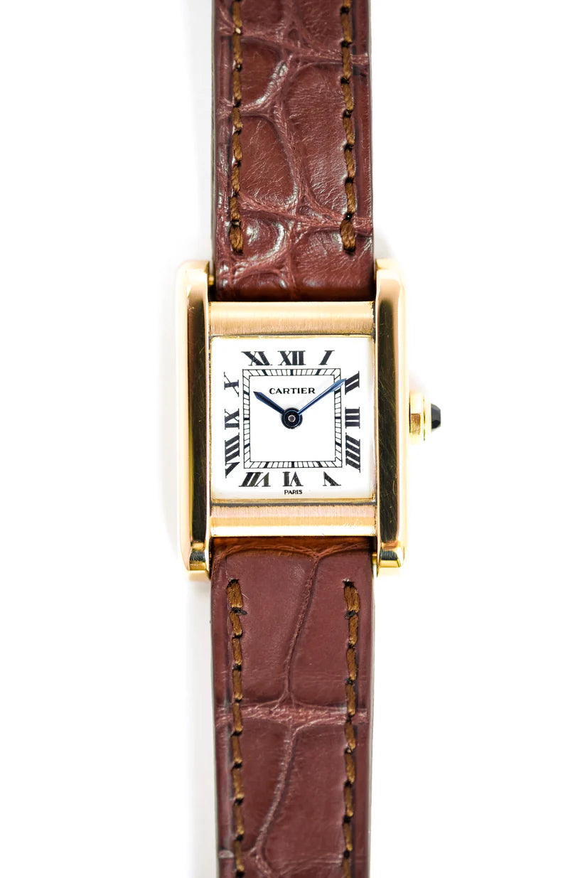 Montre CARTIER Tank en or jaune et cuir