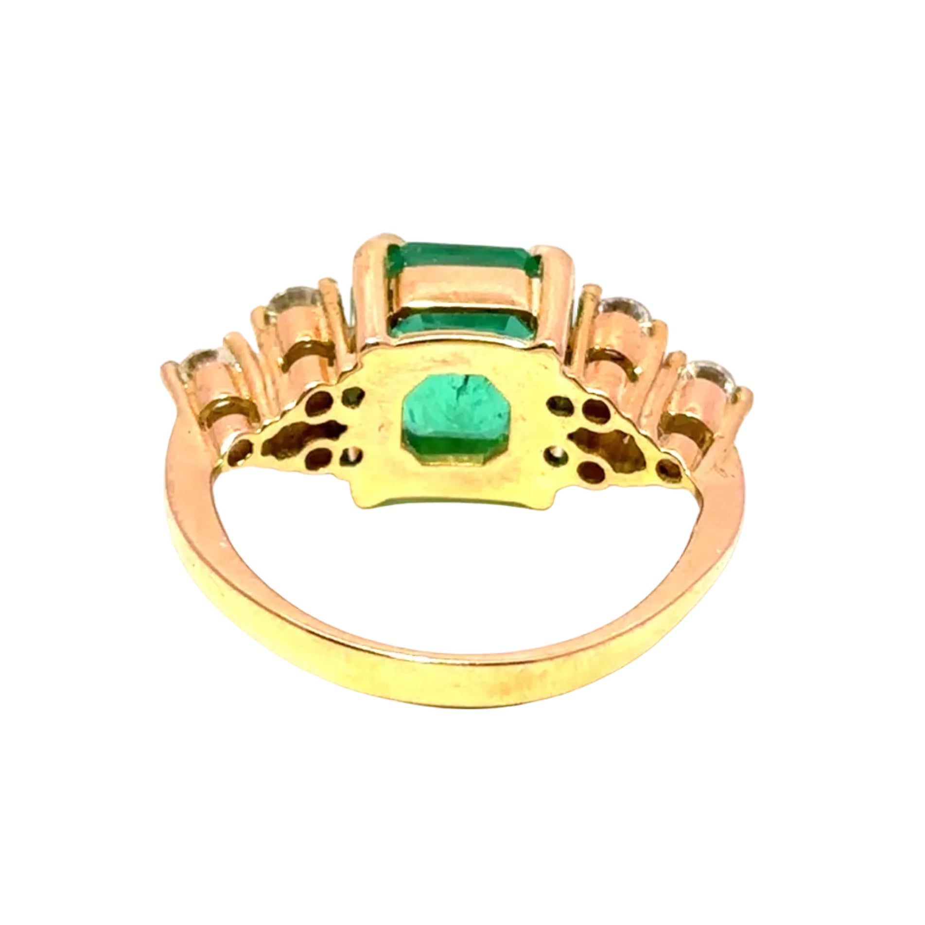 Bague Trilogie en or jaune, émeraude et diamants