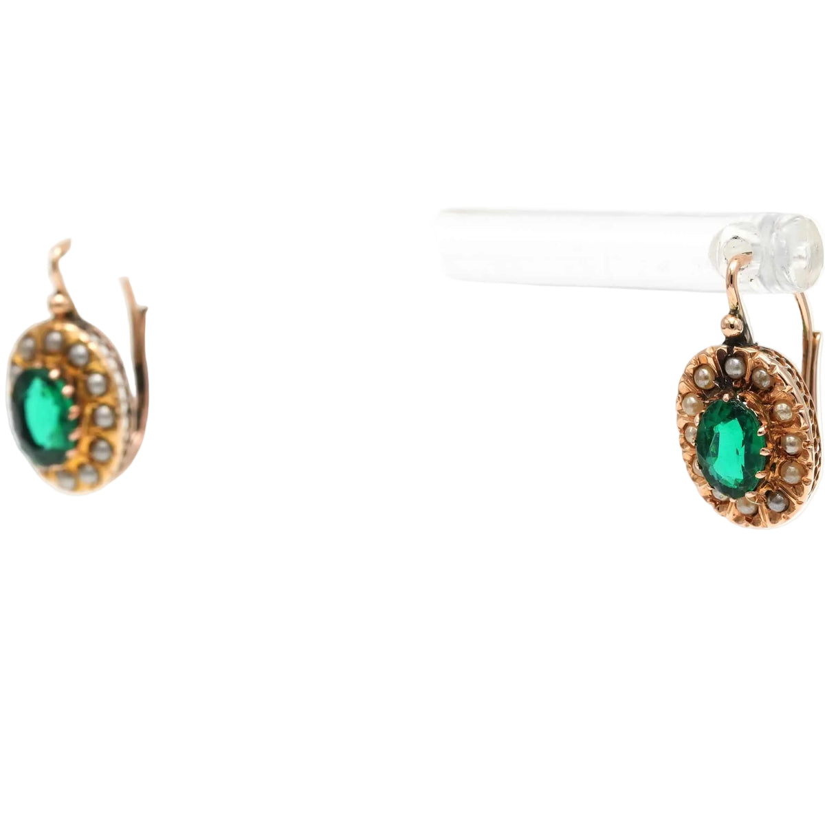 Boucles d'oreilles Dormeuses en or jaune, perles et cristal