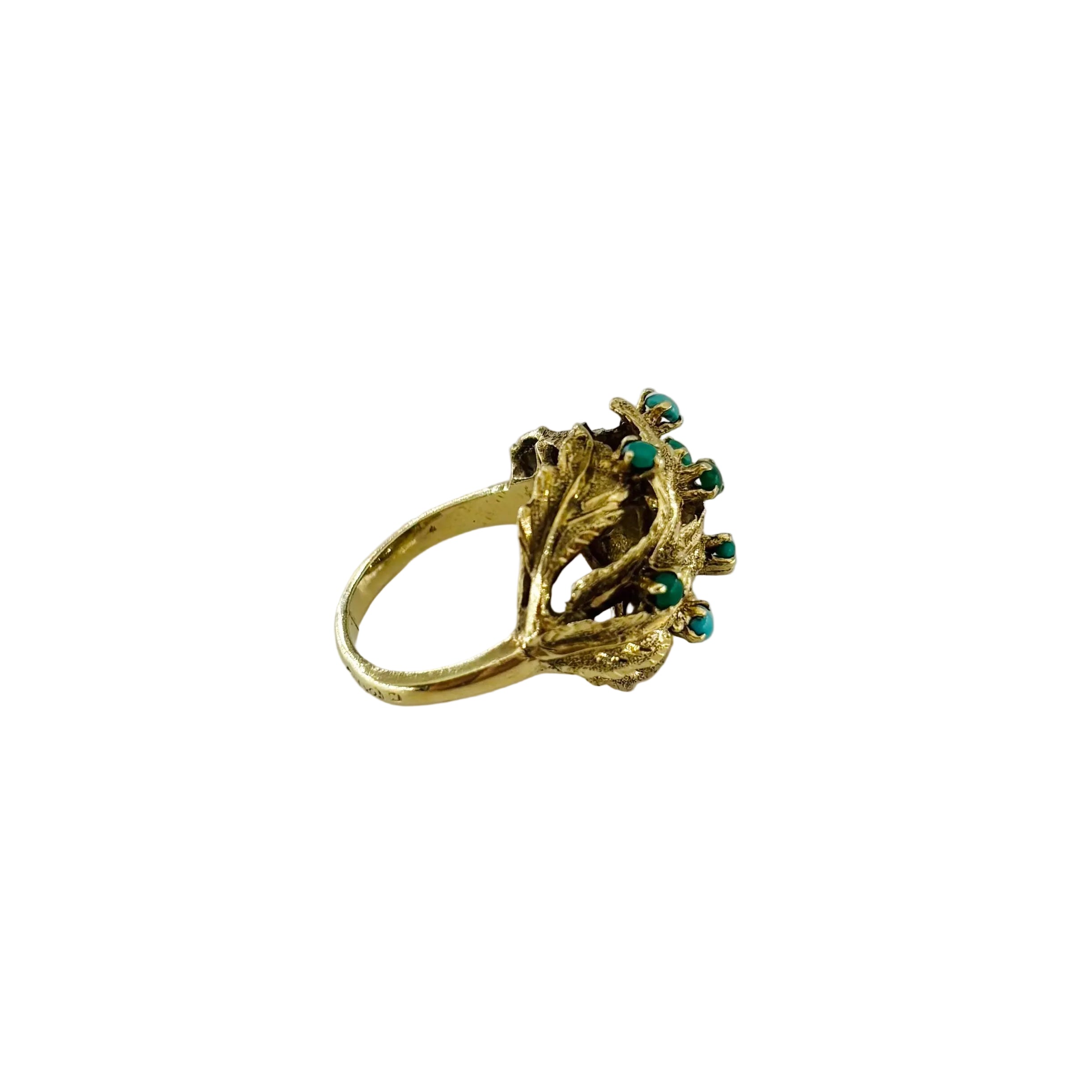 Bague Dôme en or jaune et turquoise