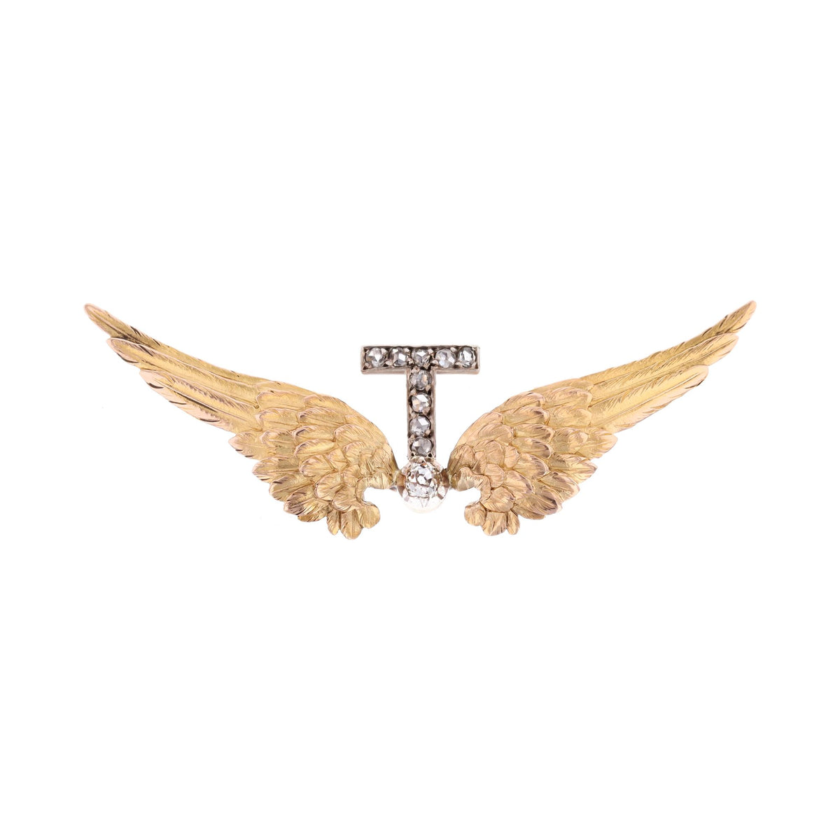 Broche en or jaune, argent et diamants