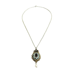 Collier Pendentif en argent, vermeil, émail, grenat et perle