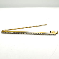 Broche Barrette Art Deco en or jaune, platine et diamants
