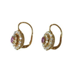 Boucles d'oreilles Dormeuses en or jaune, saphirs et diamants