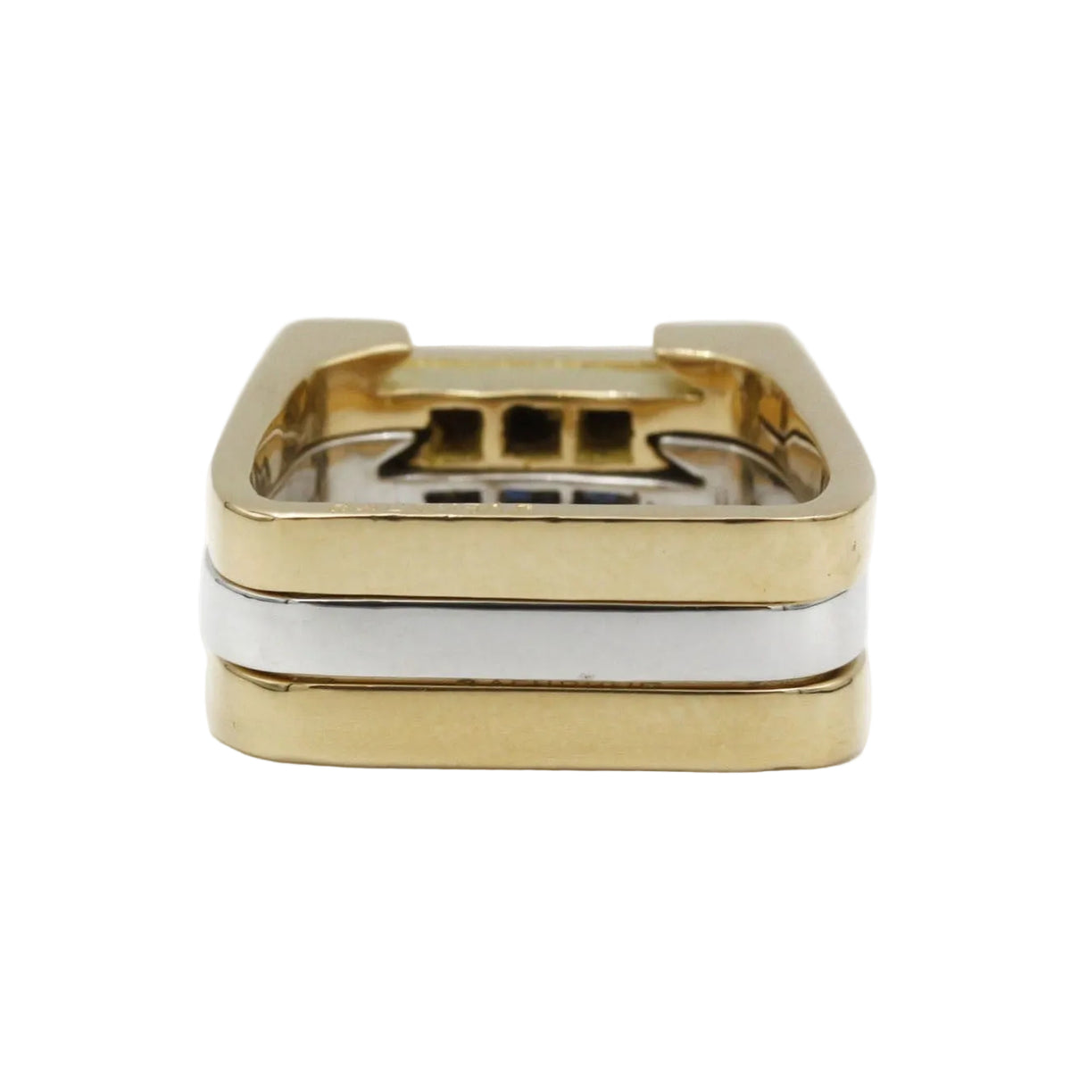 Bagues Tank J.VENDOME en or blanc, or jaune, saphirs et diamants