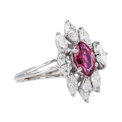 Bague Marquise Or blanc Rubis