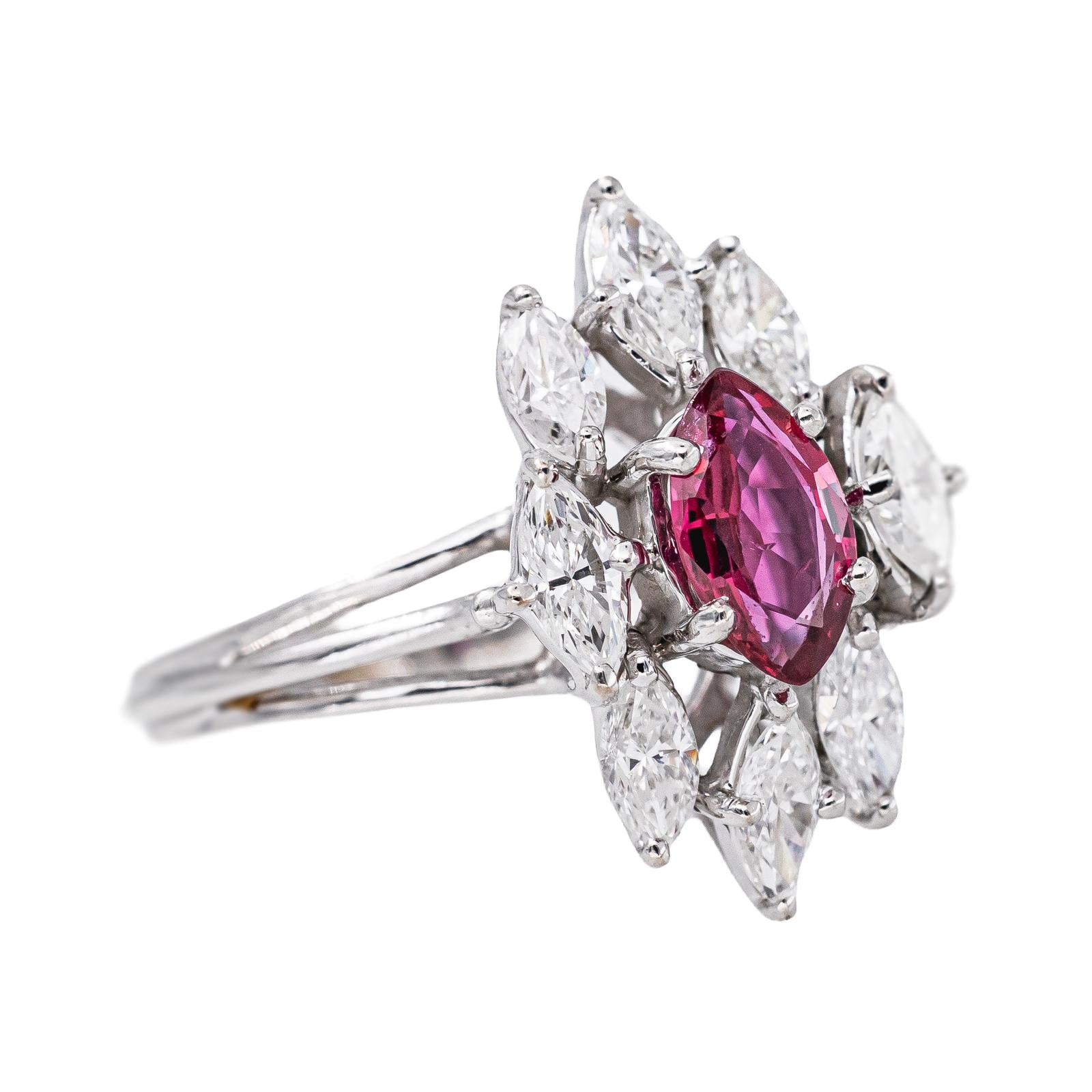 Bague Marquise Or blanc Rubis