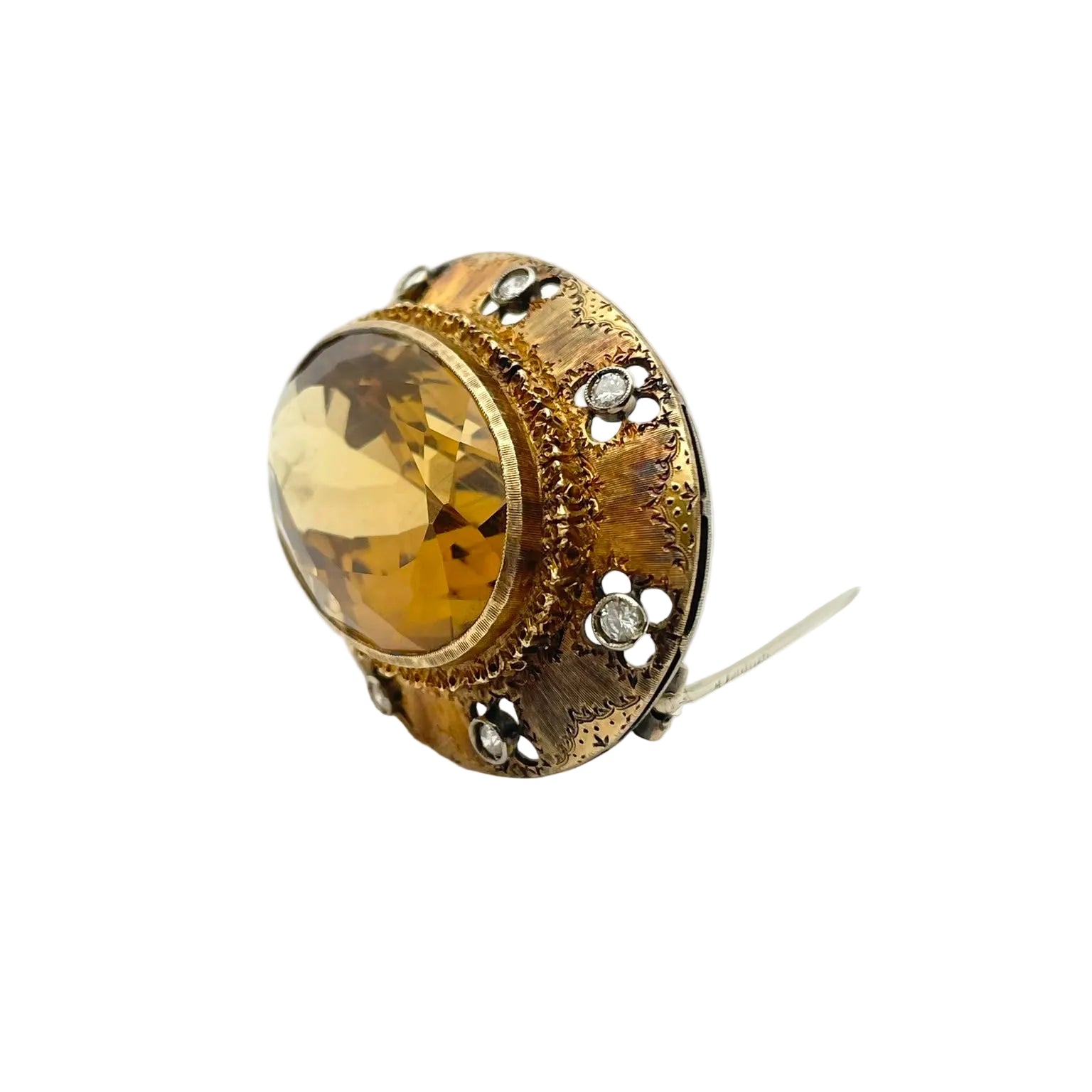 Broche Épingle BUCCELLATI en or jaune, topaze et diamants