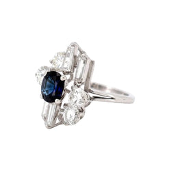Bague Cocktail en or blanc, saphir et diamants