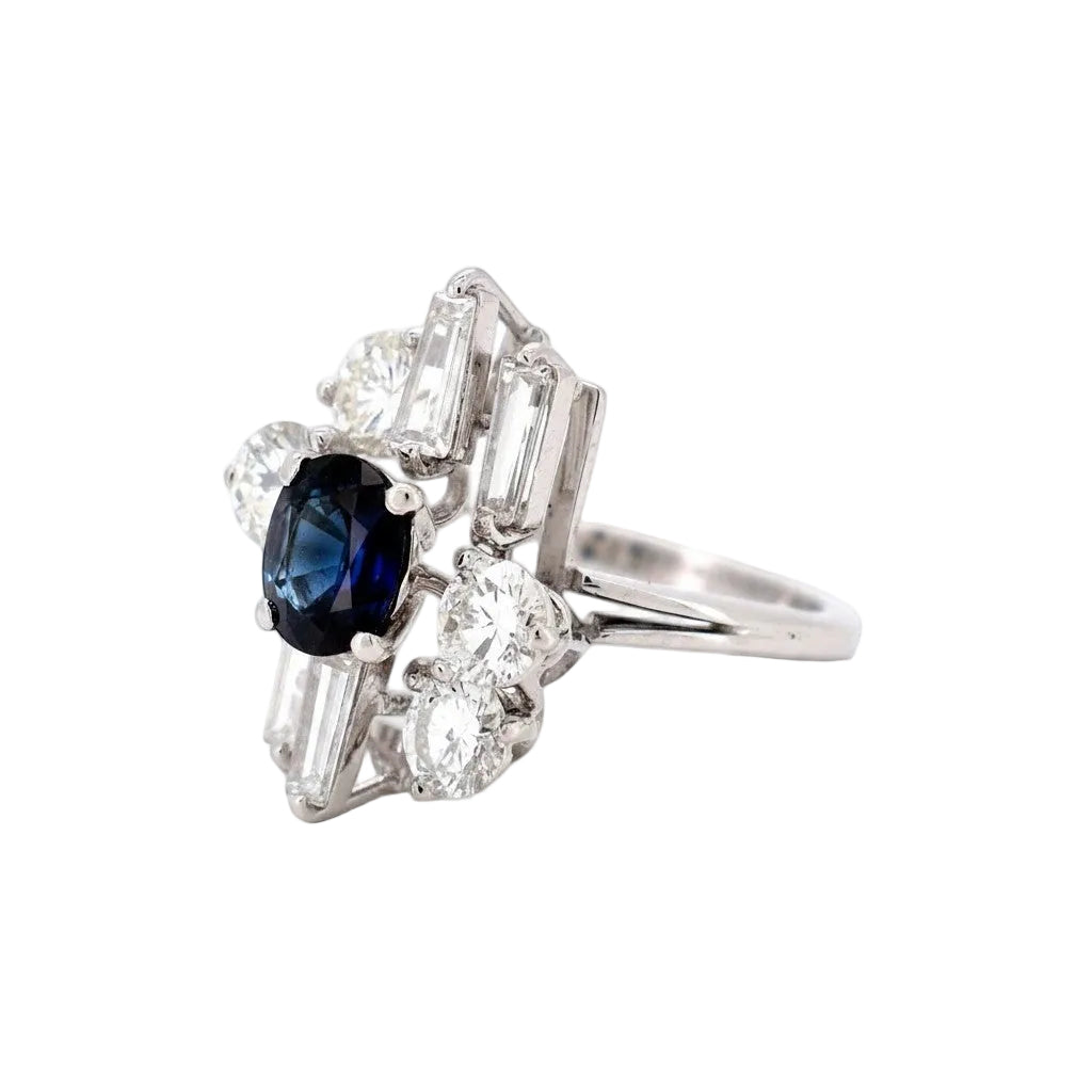 Bague Cocktail en or blanc, saphir et diamants