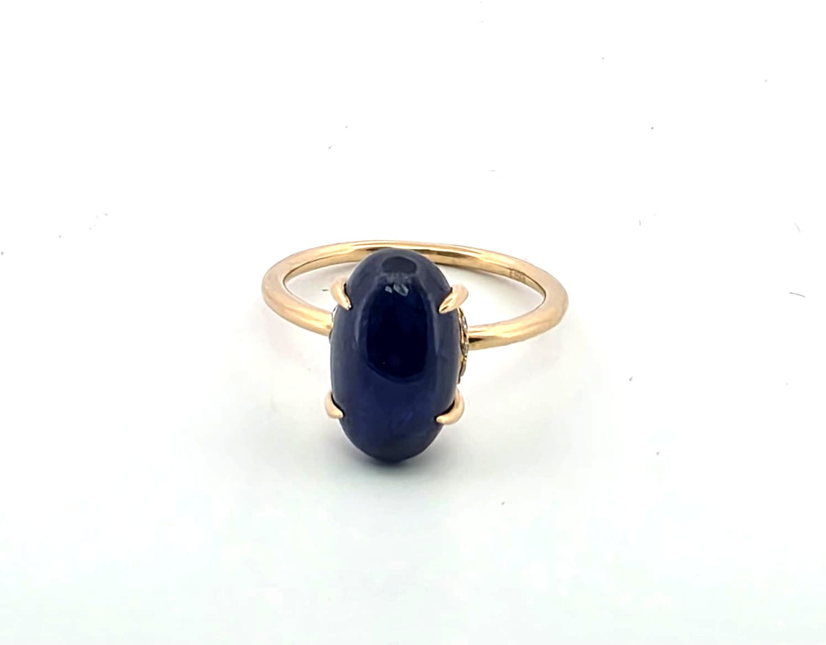Bague Solitaire en or jaune, saphir et diamants
