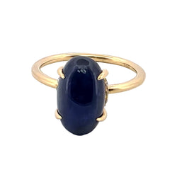 Bague Solitaire en or jaune, saphir et diamants