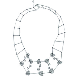 Collier plastron en or blanc et diamants taille rose