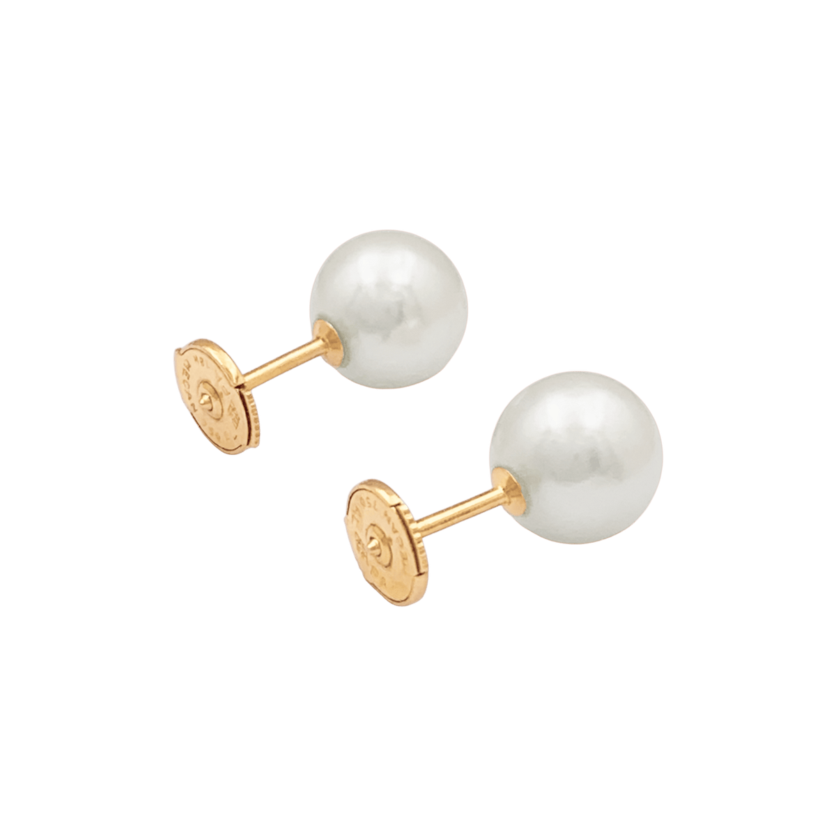 Boucles d'oreilles Puces en or jaune et perles