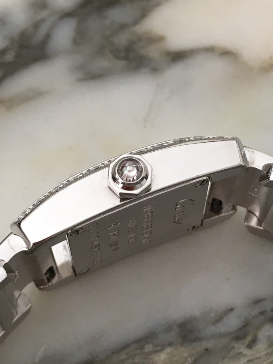 Montre CARTIER "Tankissime" PM en or blanc, acier et diamants